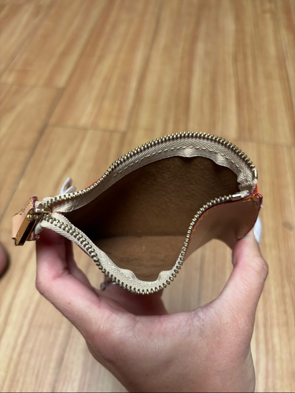 Louis Vuitton Interior Leather Key Pouch Holder Zipper 3.5"x5" Small Coin Pouch - Picture 8 of 8